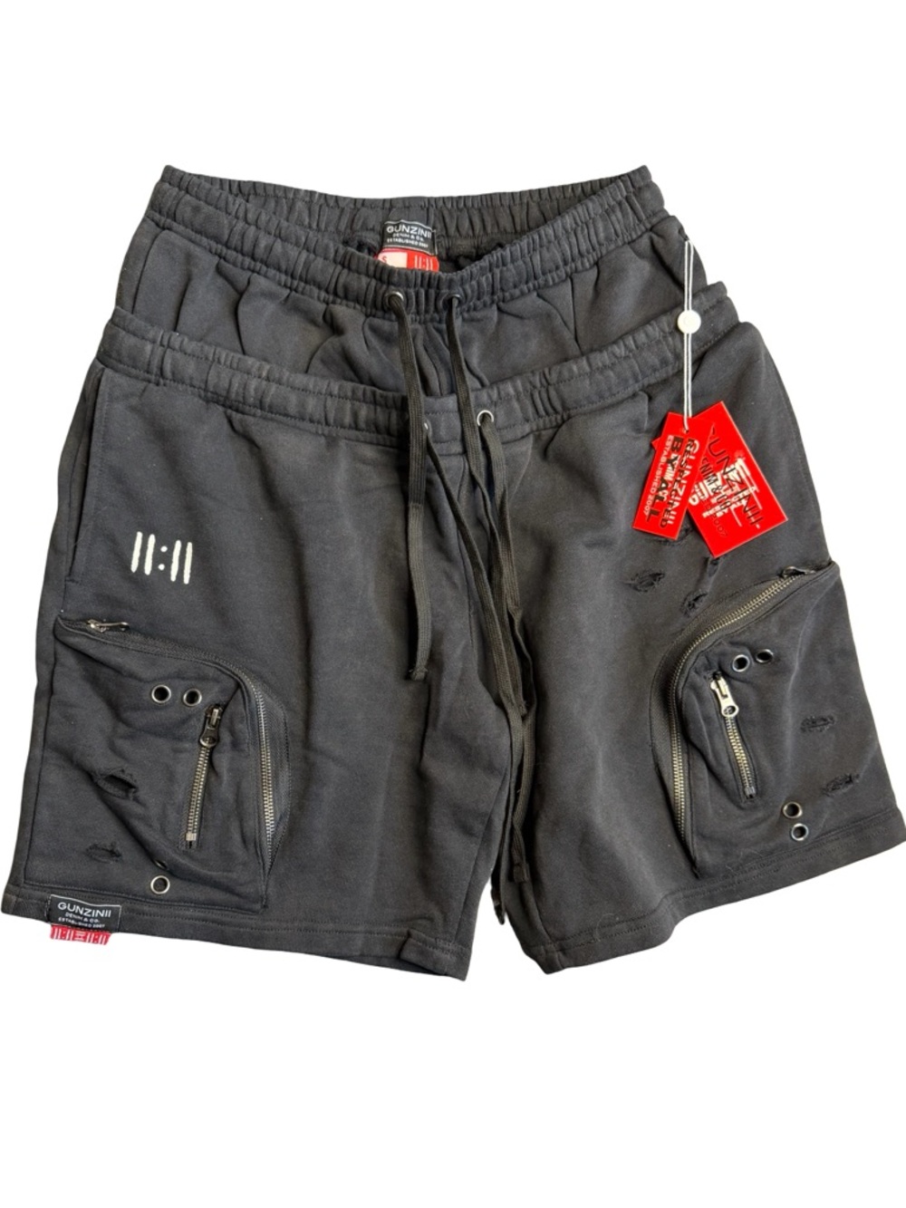 Gunzinii Distressed Cargo Sweat Shorts Black NWT Men’s Small‎ Streetwear